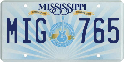 MS license plate MIG765
