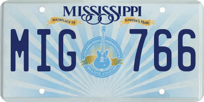 MS license plate MIG766