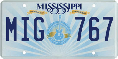 MS license plate MIG767