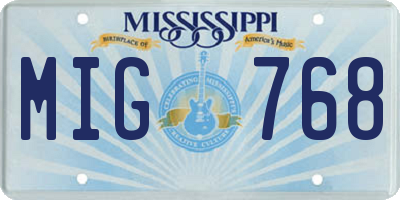 MS license plate MIG768