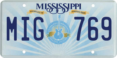 MS license plate MIG769