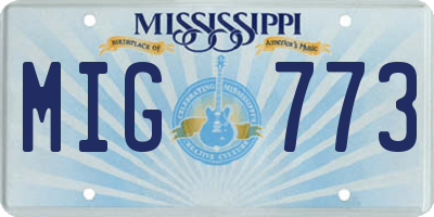 MS license plate MIG773