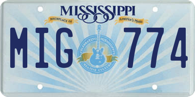 MS license plate MIG774