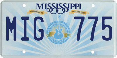 MS license plate MIG775