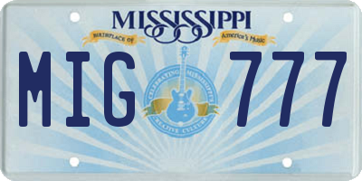 MS license plate MIG777