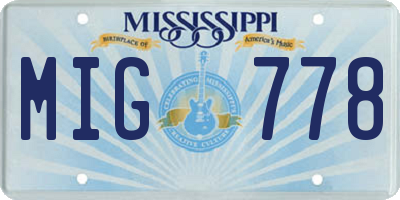 MS license plate MIG778