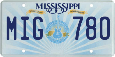 MS license plate MIG780