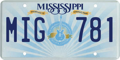 MS license plate MIG781