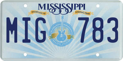 MS license plate MIG783