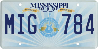 MS license plate MIG784