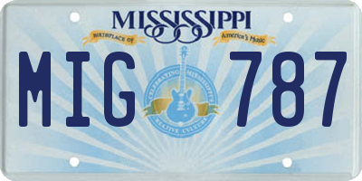 MS license plate MIG787