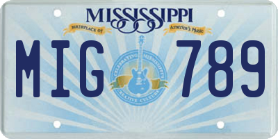 MS license plate MIG789