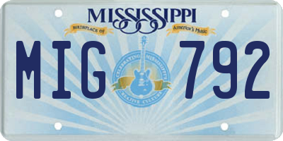 MS license plate MIG792