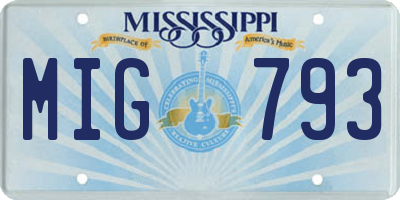 MS license plate MIG793