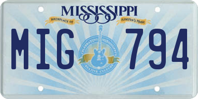 MS license plate MIG794