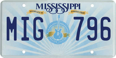 MS license plate MIG796