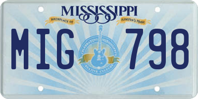 MS license plate MIG798