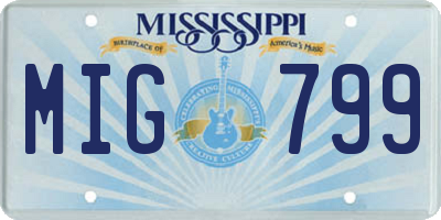 MS license plate MIG799