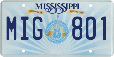 MS license plate MIG801