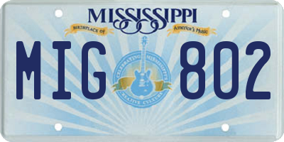 MS license plate MIG802