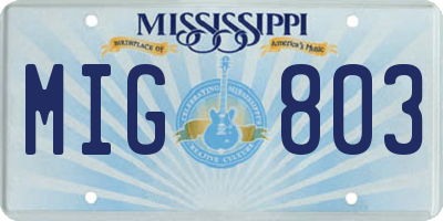 MS license plate MIG803