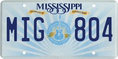 MS license plate MIG804