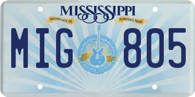MS license plate MIG805