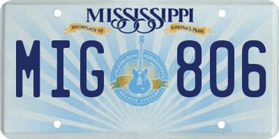 MS license plate MIG806