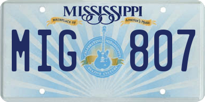 MS license plate MIG807
