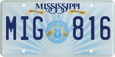 MS license plate MIG816