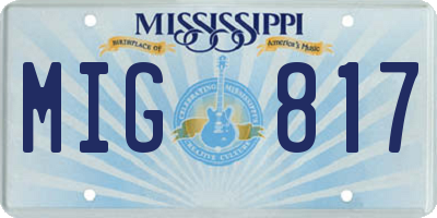 MS license plate MIG817