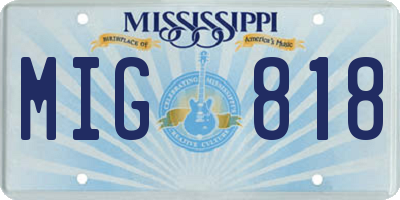 MS license plate MIG818