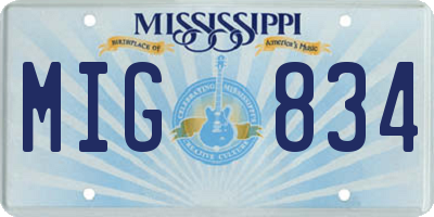MS license plate MIG834