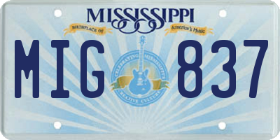 MS license plate MIG837