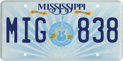 MS license plate MIG838