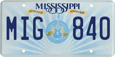 MS license plate MIG840