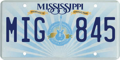 MS license plate MIG845