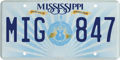 MS license plate MIG847
