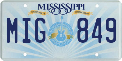 MS license plate MIG849