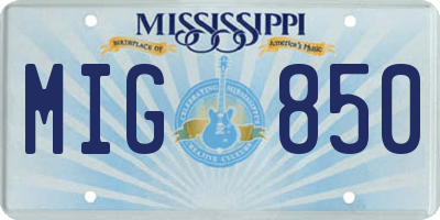 MS license plate MIG850