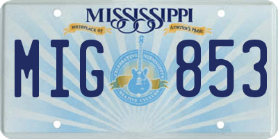 MS license plate MIG853