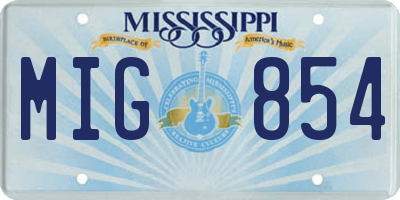 MS license plate MIG854