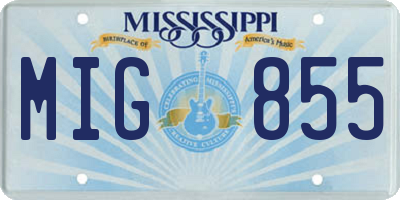 MS license plate MIG855