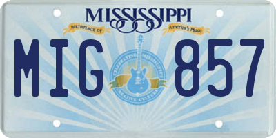 MS license plate MIG857
