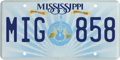MS license plate MIG858