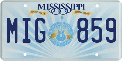 MS license plate MIG859