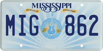 MS license plate MIG862