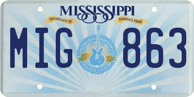 MS license plate MIG863