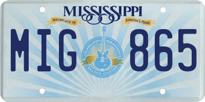 MS license plate MIG865