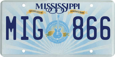 MS license plate MIG866
